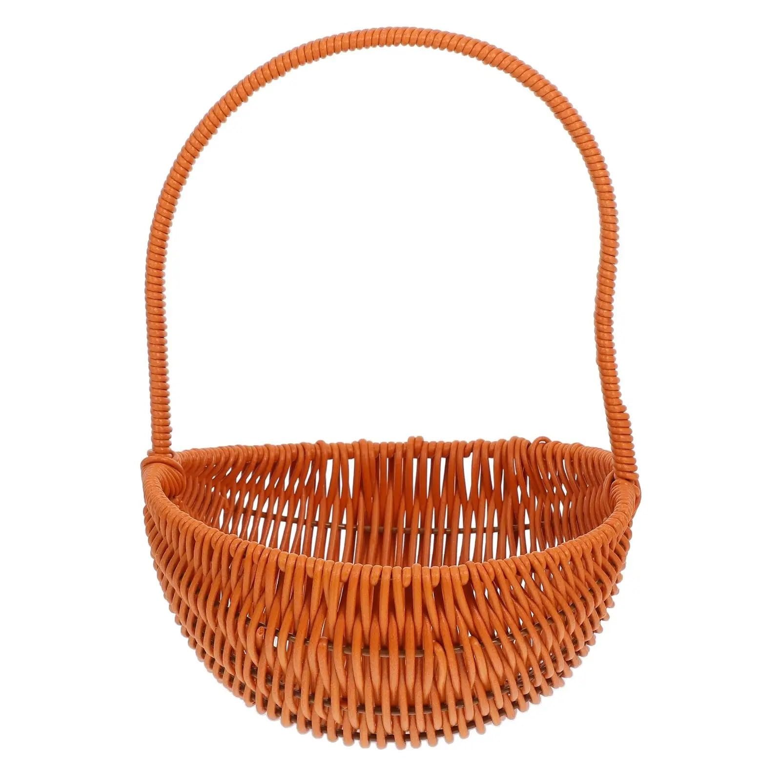 Yonmledo One Color Chicken Egg Holder Imitation Rattan Handwoven Basket Vegetable Gathering Harvesting Garden Baskets Plastic Flower Wicker Food Eggs Loaf Bread
