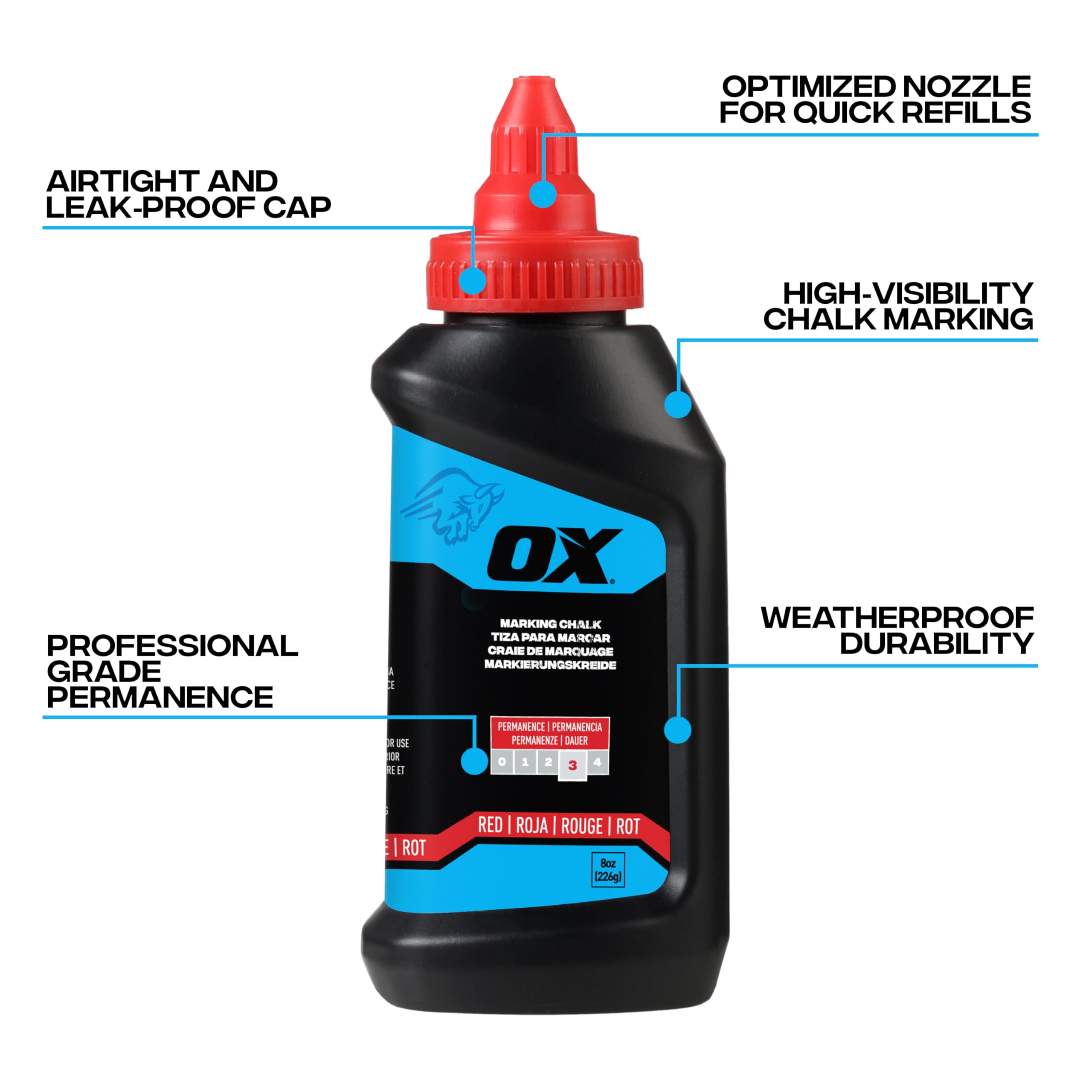 Red Layout Marking Powder Snapklik.com : OX Pro Series Red Chalk Line Powder 8oz Marking Chalk ...
