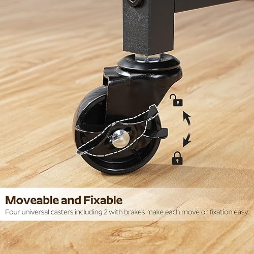 Miniatura 6 de YATINEY Organizador de ropa sucia, cesta de lavandería con estante para colgar, cesta de lavandería de 3 secciones con ruedas, cestas para