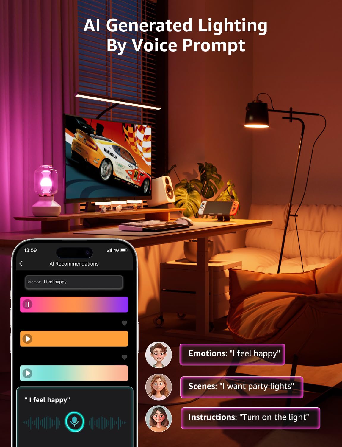Lepro BP1 AI Smart Bulb E14 RGBWW, Works with Alexa & Google Assistant, Music Sync, Colour Changing, 4.9W = 40W - Image 4