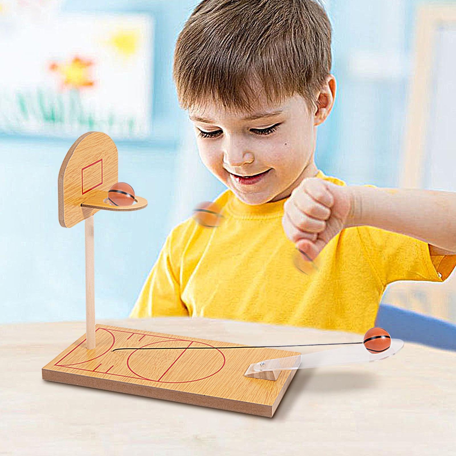 Jeu De Basket-ball De Bureau En Bois – Lanceur Réglable – 3 Ans Et Plus – Activité Parent-enfant