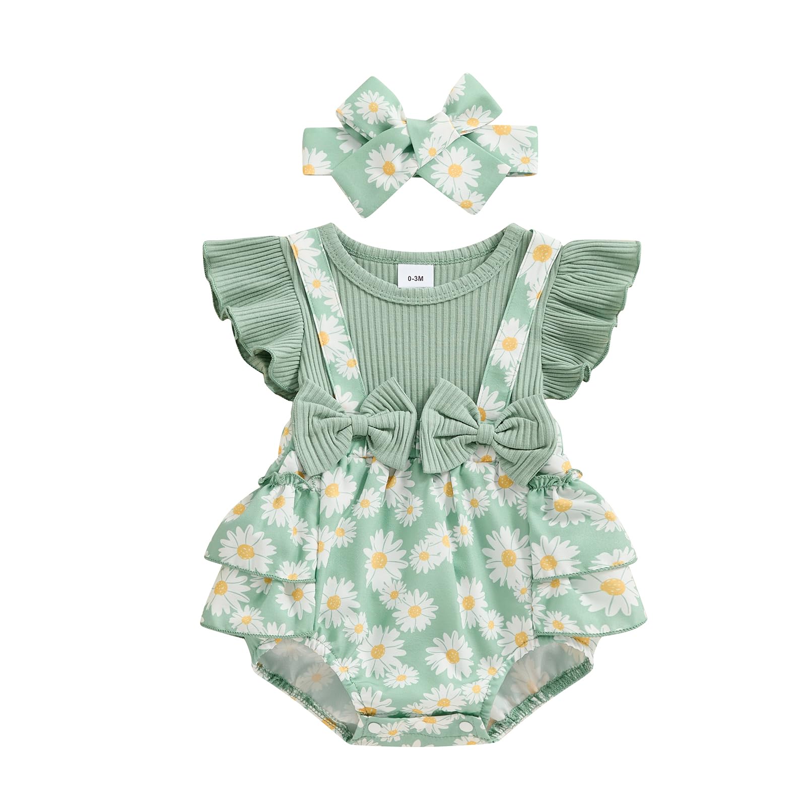 Baby Girl Clothes 3 6 9 12 18 Months Newborn Ruffle Butt Onesie Romper Daisy Overalls Jumpsuit Summer