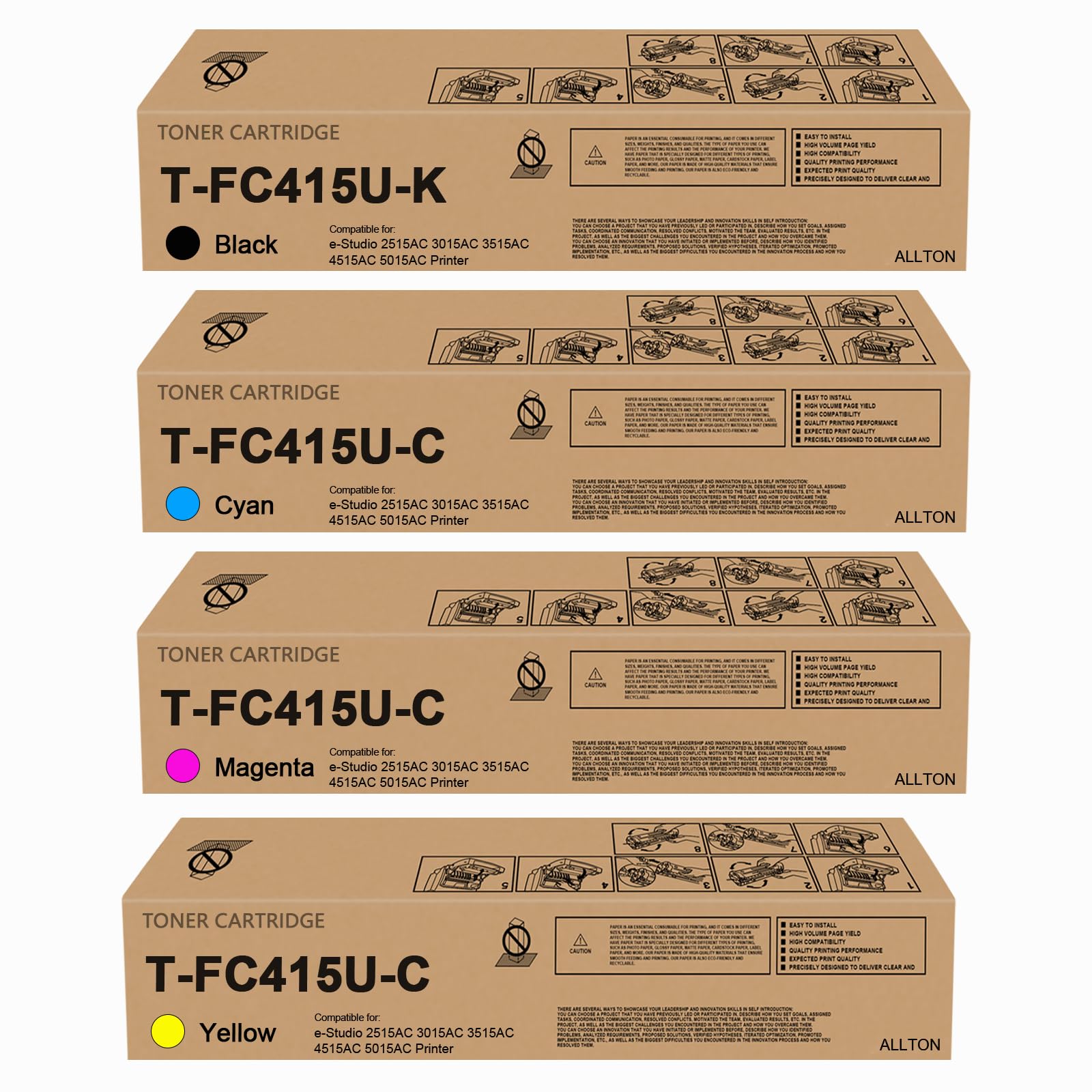T-FC415U Toner Cartridge Compatible Toshiba T-FC415U TFC415U Toner Cartridge T-FC415U-K T-FC415U-C T-FC415U-M T-FC415U-Y T Replacement for Toshiba e-Studio 2515AC 3015AC 3515AC 4515AC 5015AC Printer