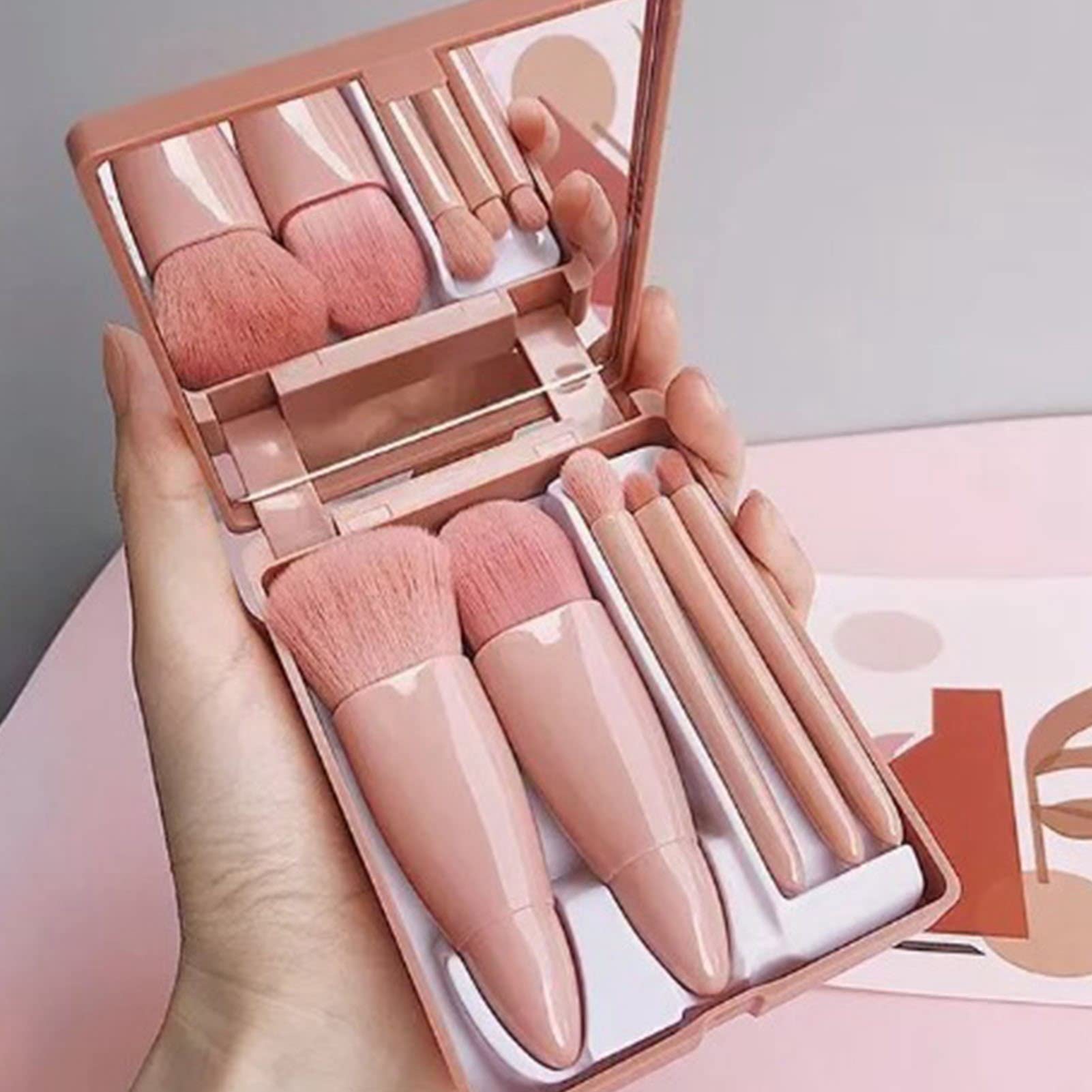 Sorandy Mini-Make-up-Pinsel-Set, Reisefreundlich, Kompakt, Weiche Faserpinsel für Unterwegs, 5-teilig