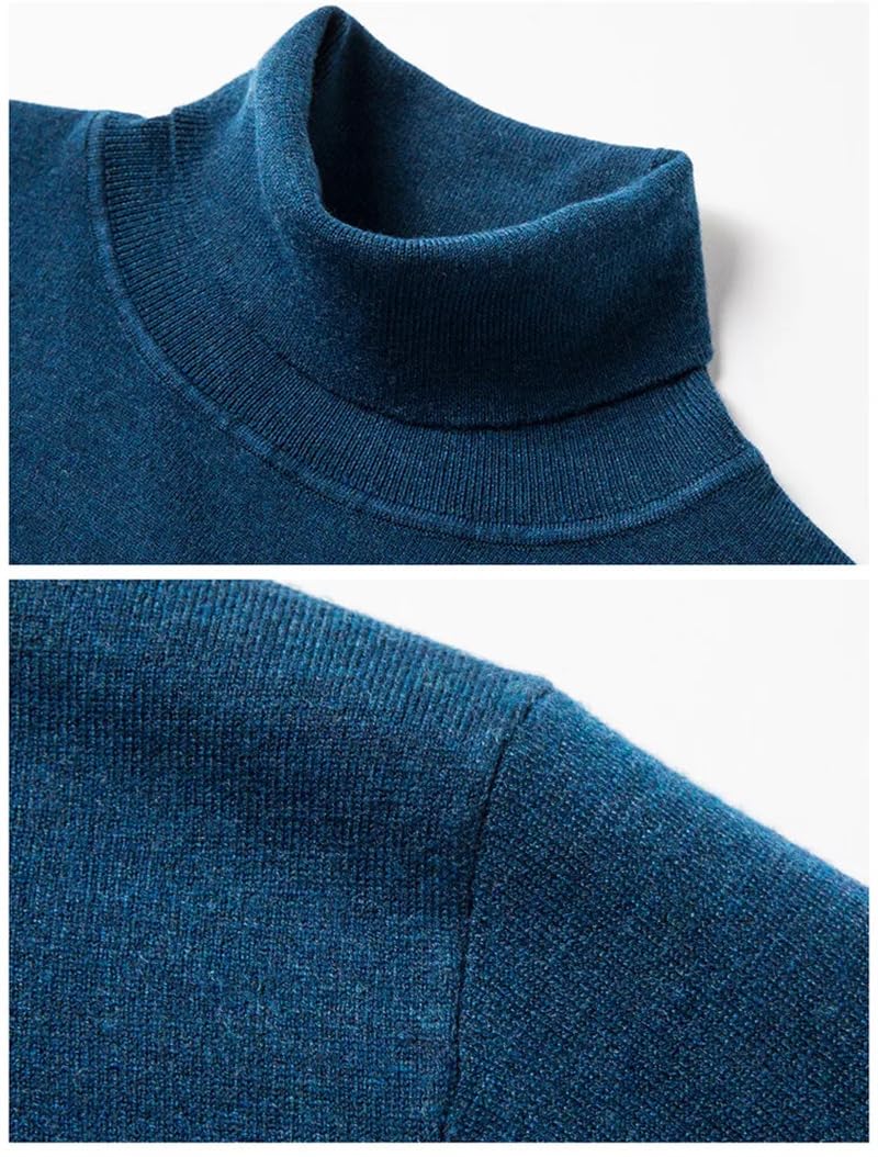 Suéter de punto casual para hombre, cuello alto, manga larga, sólido, cómodo, cálido