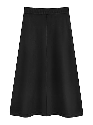 Women's Sweater Skirt Elastic High Waist Stretchy Ribbed Knit A-Line