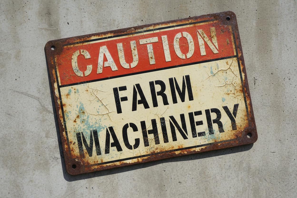 Caution Farm Machinery Metal Sign Farm Safety Sign Wall Decor 12"x8" Vintage Signs Aluminum Plates Printed