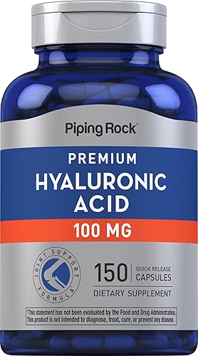 Piping Rock Suplemento de ácido hialurónico | 100 mg | 150 cápsulas | como hialuronato de sodio | Sin OMG, sin gluten