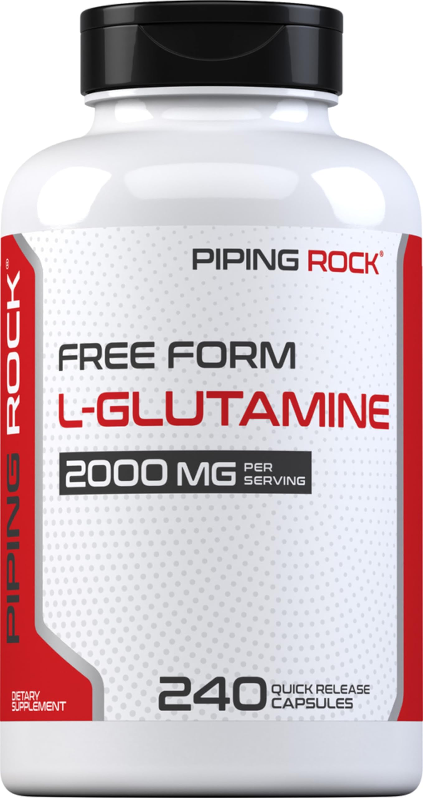 Piping Rock L Glutamine Powder Capsules | 2000 mg | 240 Pills | Supplement for Women & Men | Free Form Amino Acid | Non-GMO, Gluten Free