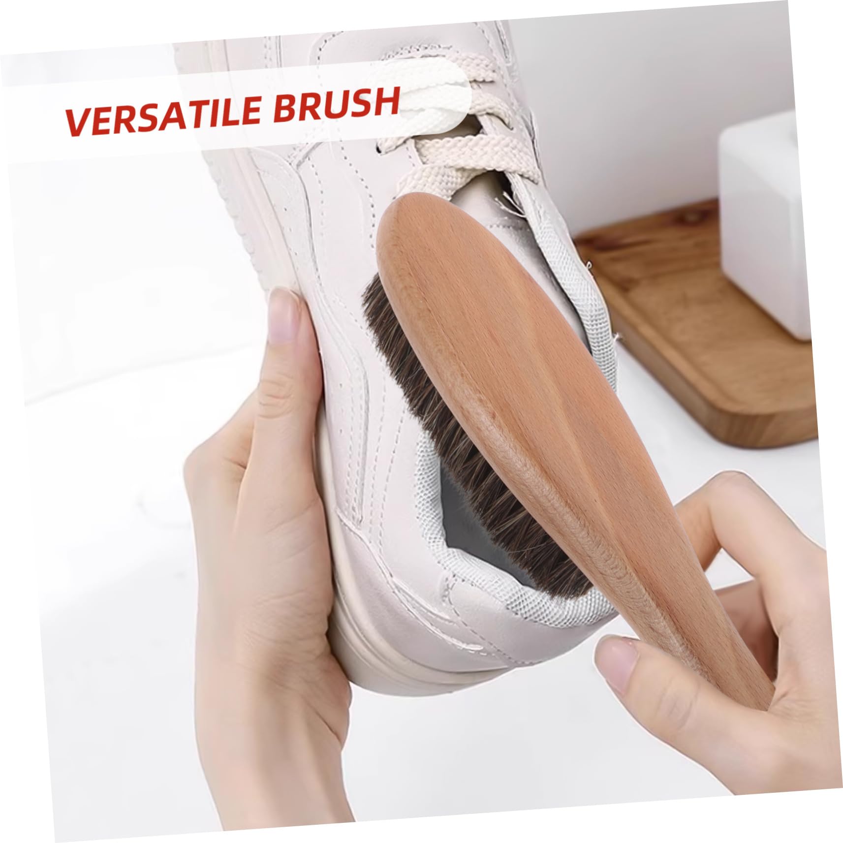 Cepillo para Limpiar Zapatillas de Madera 2 Piezas, Beige, Pulido | Limpia Suelas y Calzado, Uso Doméstico Diario, Mango Cómodo, Evita Daños, Formato Doble