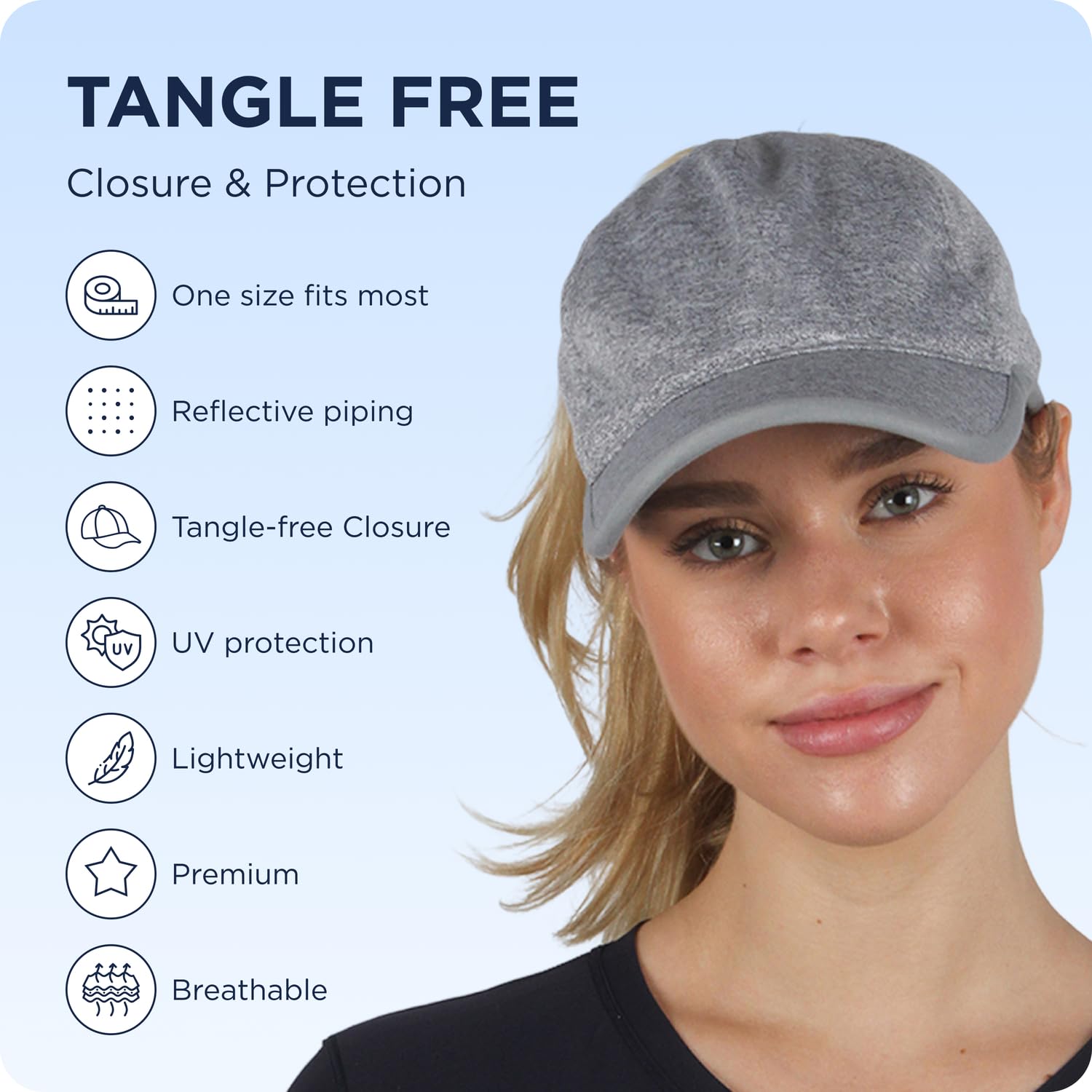 Ponyflo Active Ponytail Hat - Gorro de cola de caballo para mujer, diseñado para cabello rizado blanco menta