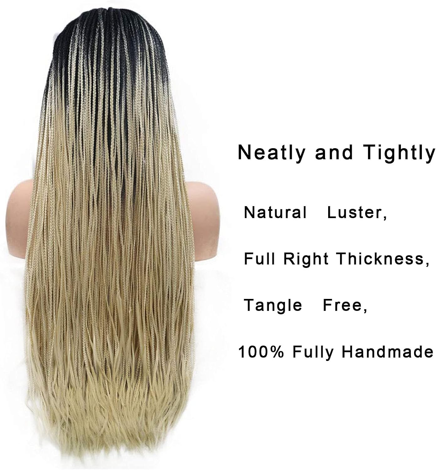 Micro Braided Lace Front Wigs for Black Women Black Ombre Blonde #613 Braiding Wigs With Baby Hair Long Braided Wig Synthetic Heat Resistant Fiber Box Braids Wig 26Inch - Image 5