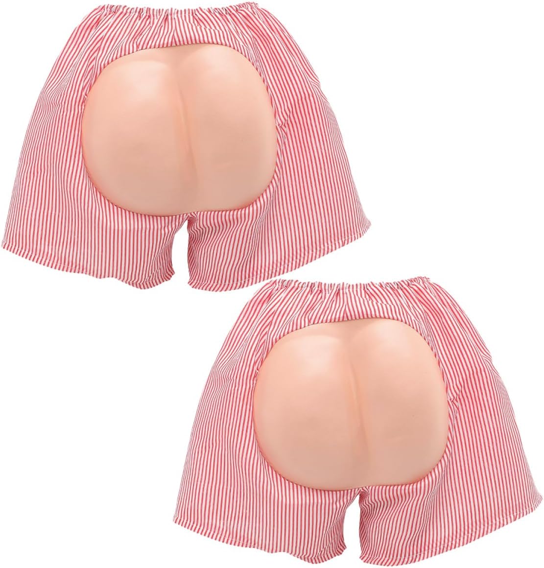 2pcs Fake Butt Shorts Wedding Door Blocking Game Prank Costume Funny Party Prop Easy Wear Comical Design Adult Event Accessory
