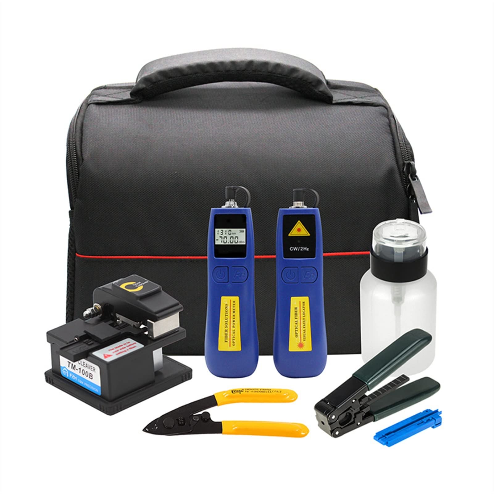 LNHHG Fiber Cleaver, FTTH Fiber Cold Splicing Tool Kit Optical Power Meter Cleaver Pliers Box