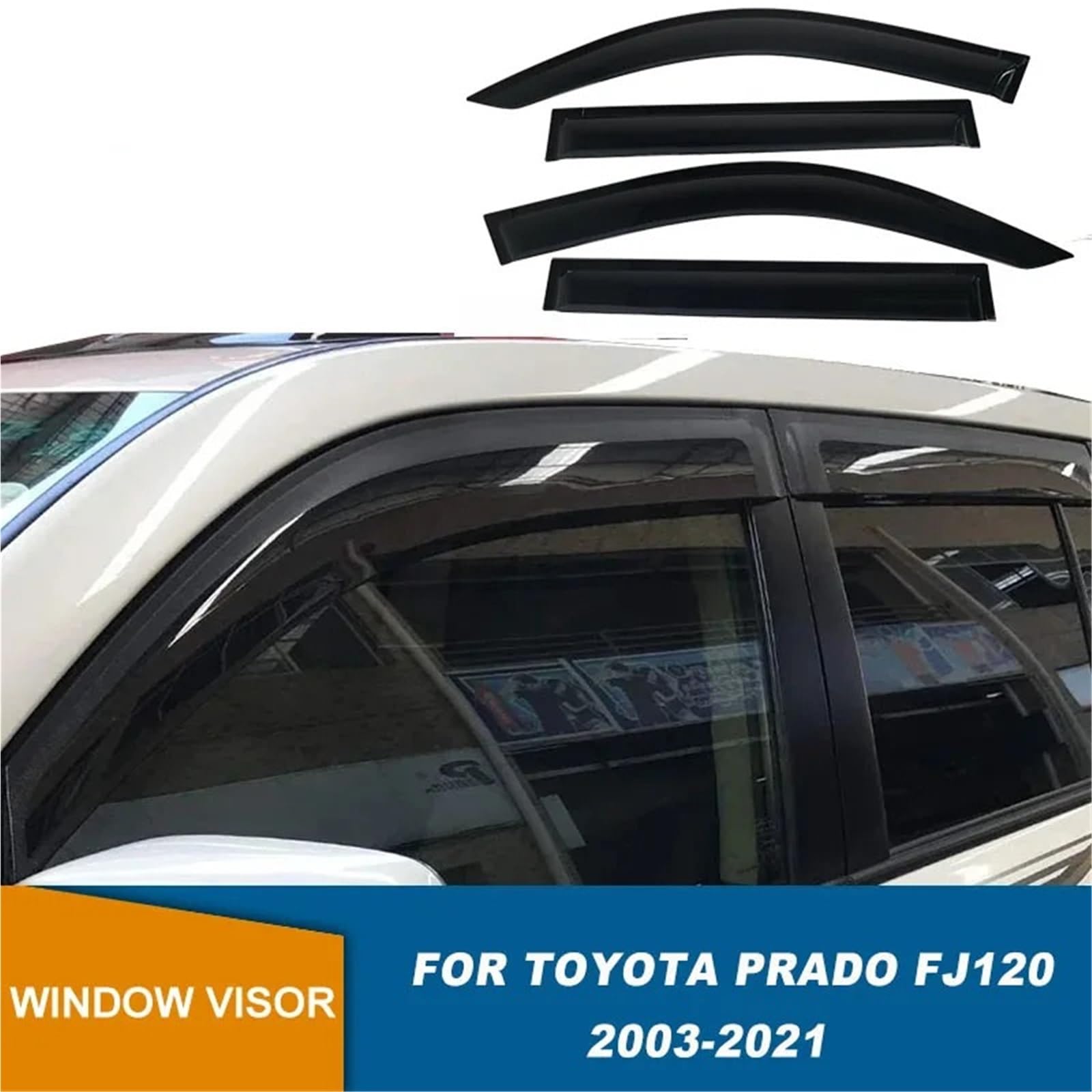Car Wind Deflector Pasuje do Toyoty Prado 120 2003-2021 Land Cruiser FJ120 Osłona przeciwsłoneczna, przeciwdeszczowa, wtryskiwacze, osłona szyby, osłona przeciwwietrzna