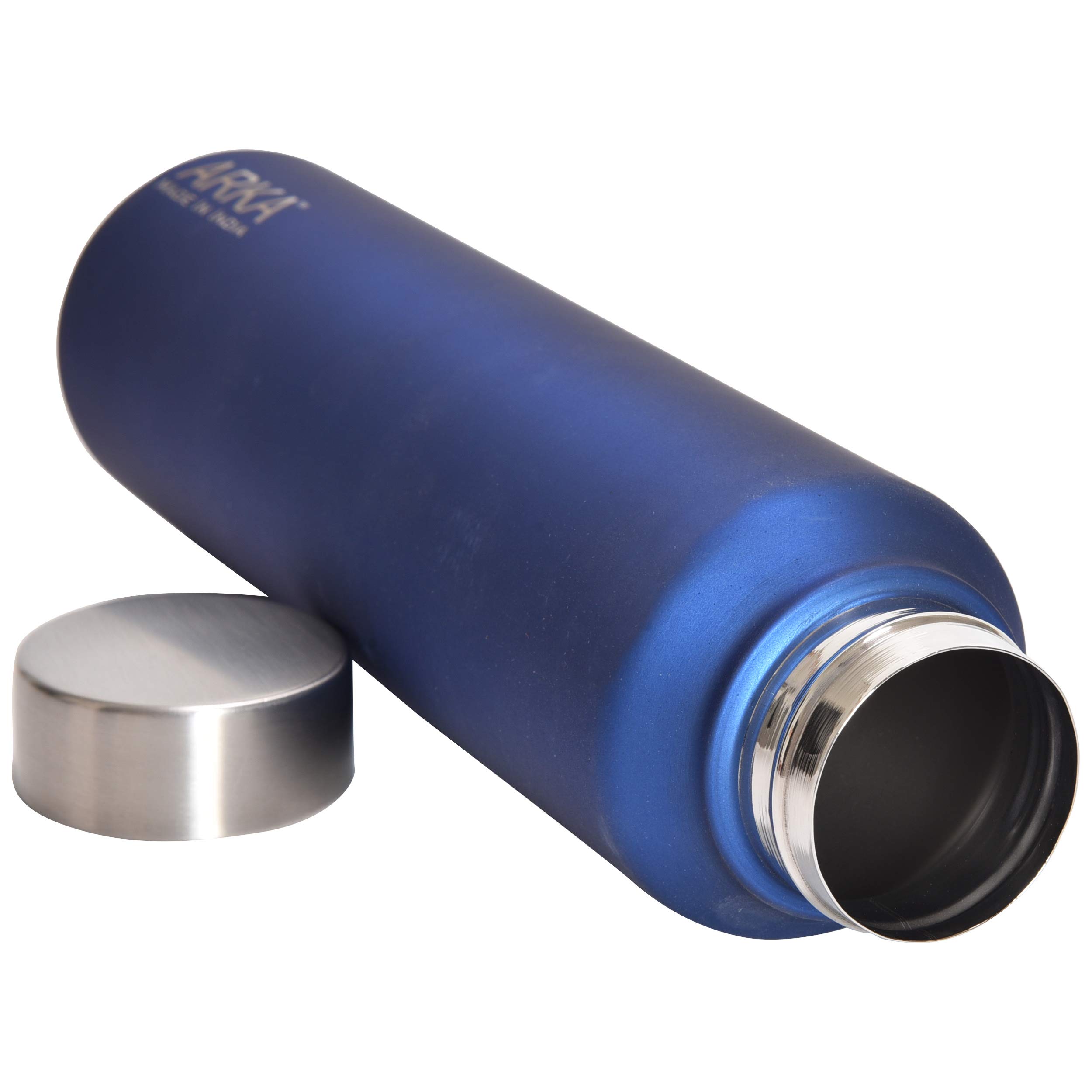 Arka Stainless Steel Chromo Water Bottle, 2-Piece, 1 Liter Each,Matt Blue Ideal to Store All Beverages 3