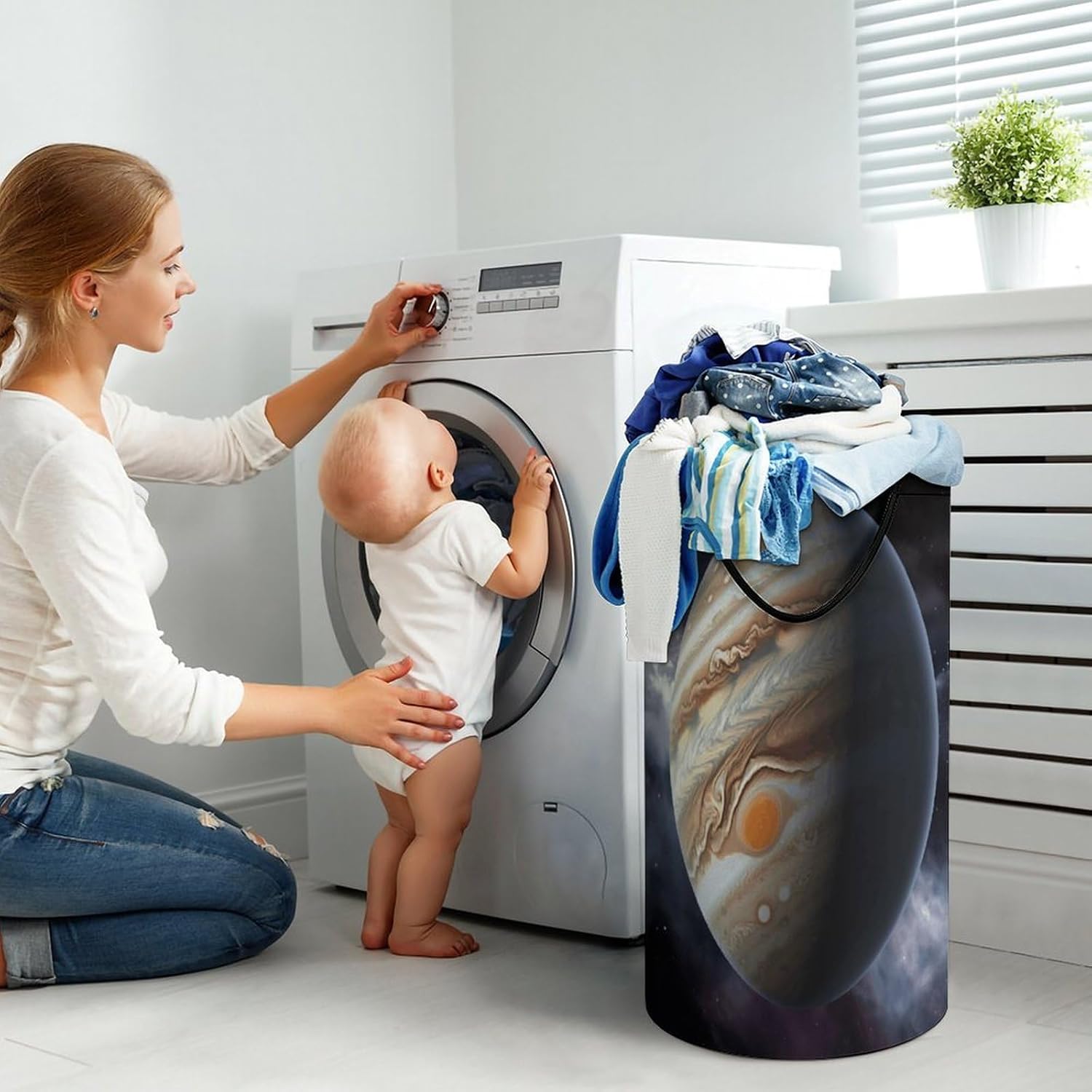 Jupiter Landscape Laundry Hamper Portable Lightweight Clothes Hampers Fashion Dirty Laundry Storage Basket Large Capacity Foldable Clothes Baskets for Bathroom Bedroom