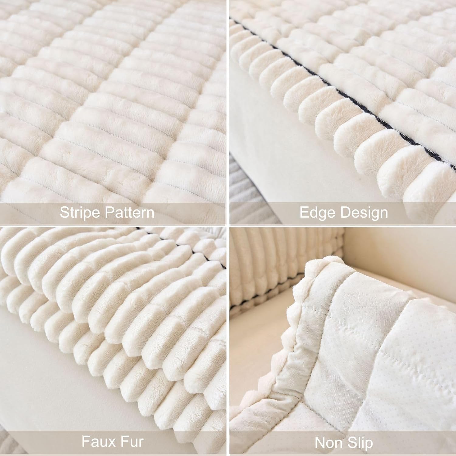 2er Set Anti-Rutsch Sofa Armlehnenbezüge aus Kunstfell Weich Flauschig | Dehnbarer Sessel Armlehnen Schoner Waschbar Stuhl Schonbezüge Kratzschutz(Light grey,90x90 CM(Pack of 2))