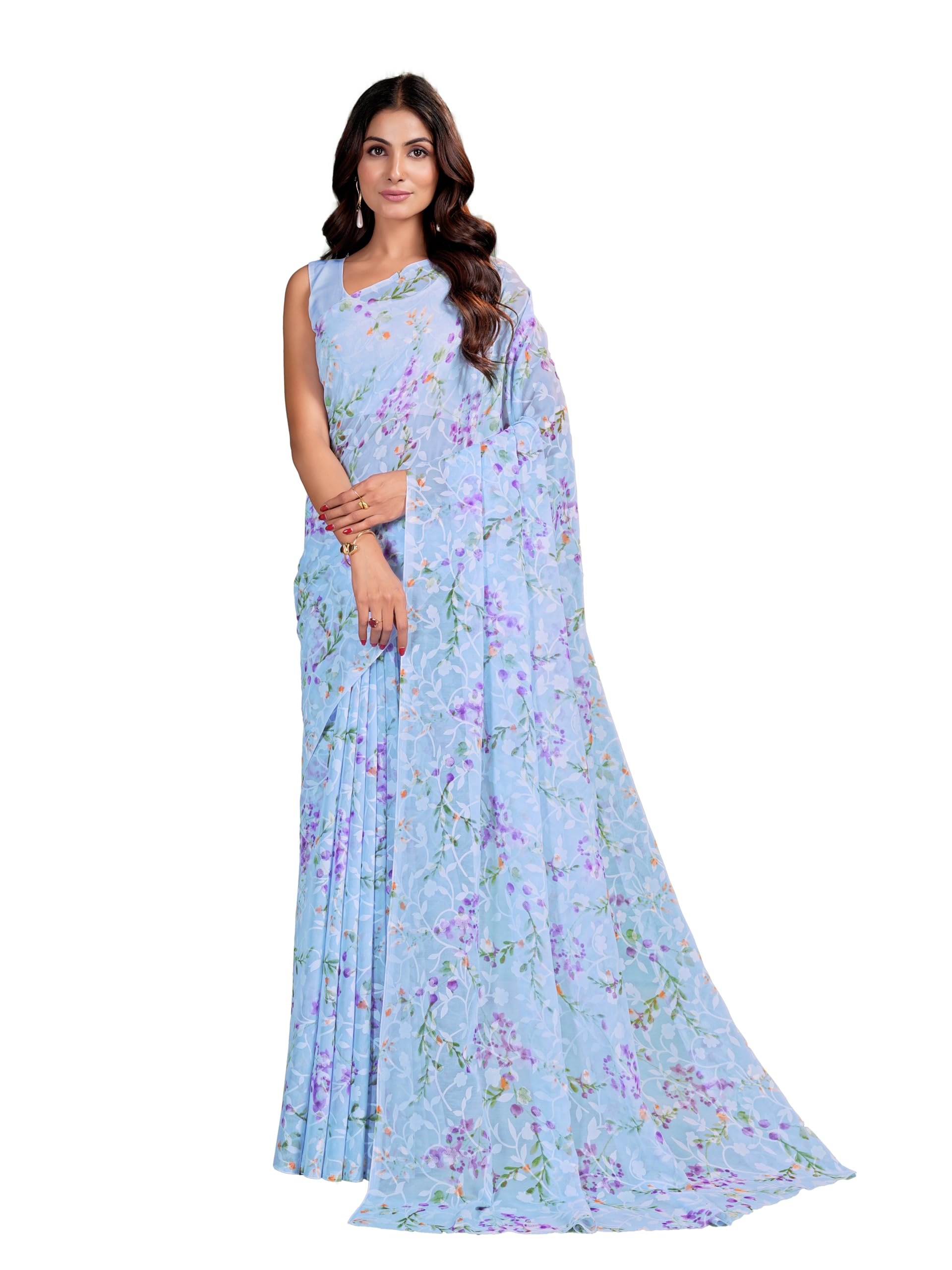 garden vareli Summer Roganza Viscose Brasso Floral Print Saree-picture-39