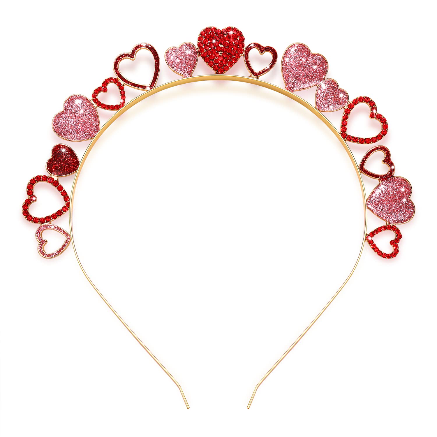 CEALXHENY Valentine’s Day Heart Headbands for Women Glitter Rhinestone Heart Hairbands Love Heart Tiara Hair Accessory Gifts