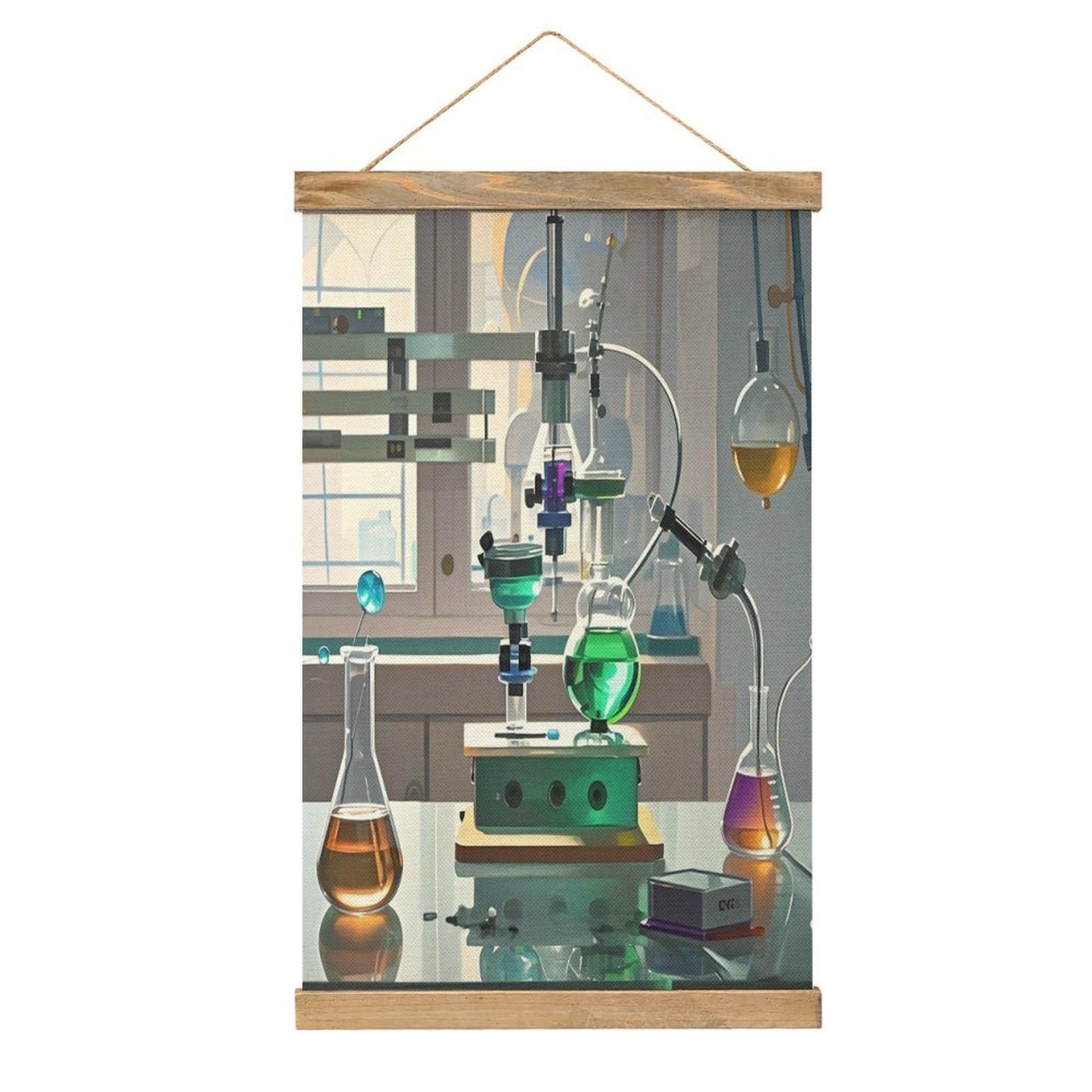 FekiLoot Chemistry Lab Wall Art Poster Hanger Frame Linen Wall Art Decor Vintage Hanging Poster Hanging Wall Decor Rustic Retro Wall Art Print for Living Room Decor 20.4 X 13.1Inches