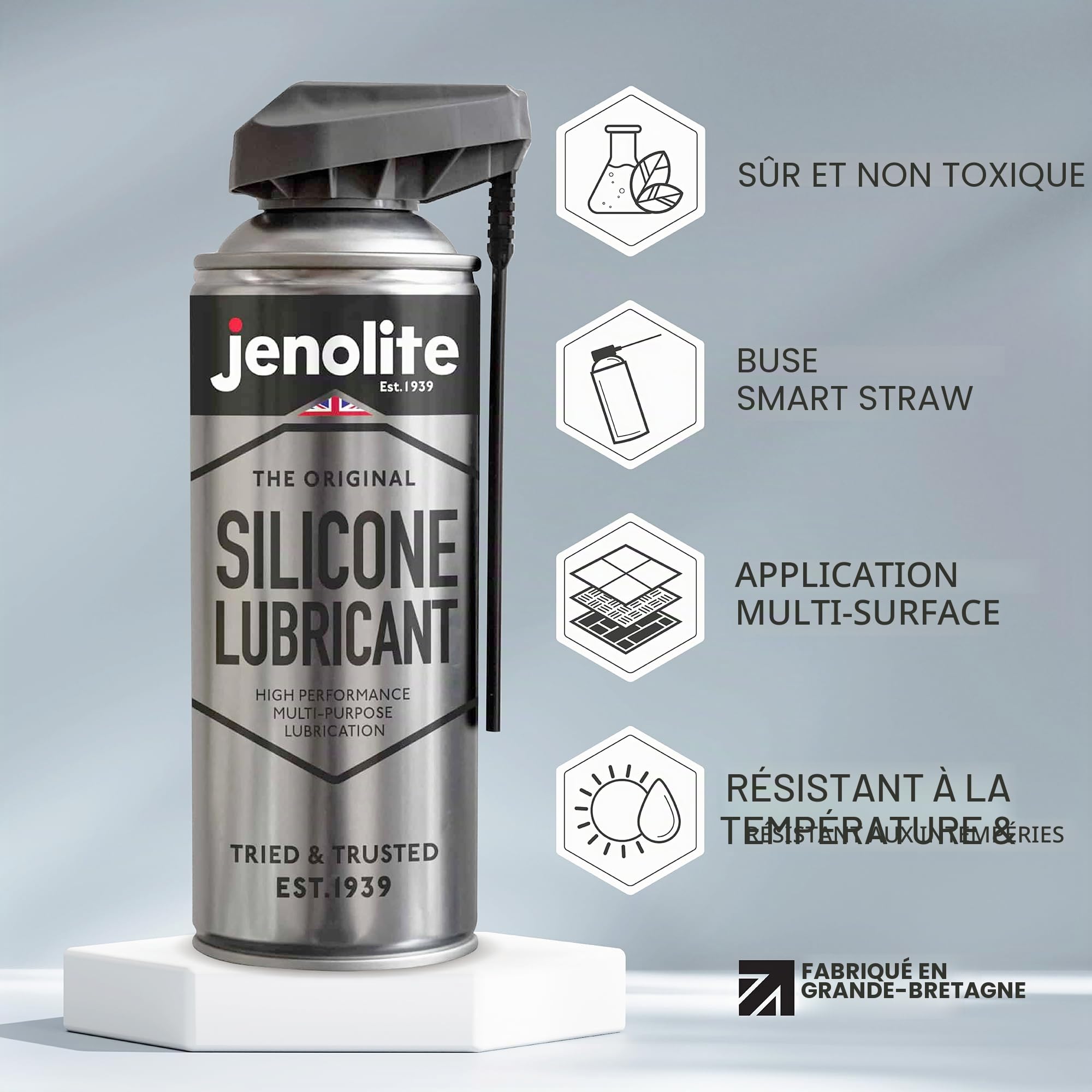 JENOLITE Lubrifiant en Silicone Multifonction Haute Performance | 3 x 400 ml | Résistant à la Chaleur, Repousse la Saleté et l'Humidité | Non Toxique