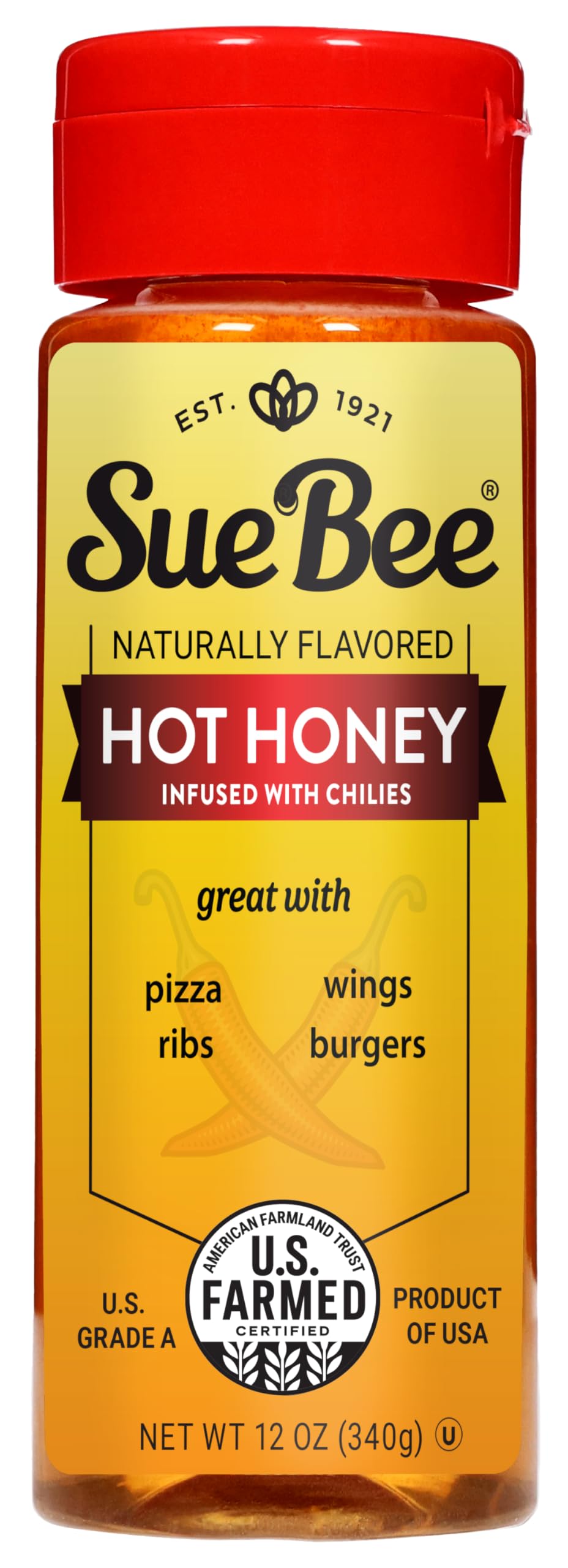 Naturally Flavored Hot Honey Chili Infused For Ribs, Wings, Burgers, 12 oz