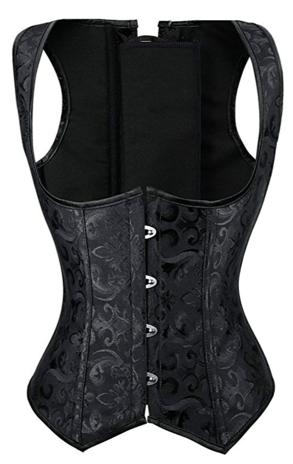 KUOSE Women's Vintage Basque Black Steampunk Corset Bustier Vest Plus Size