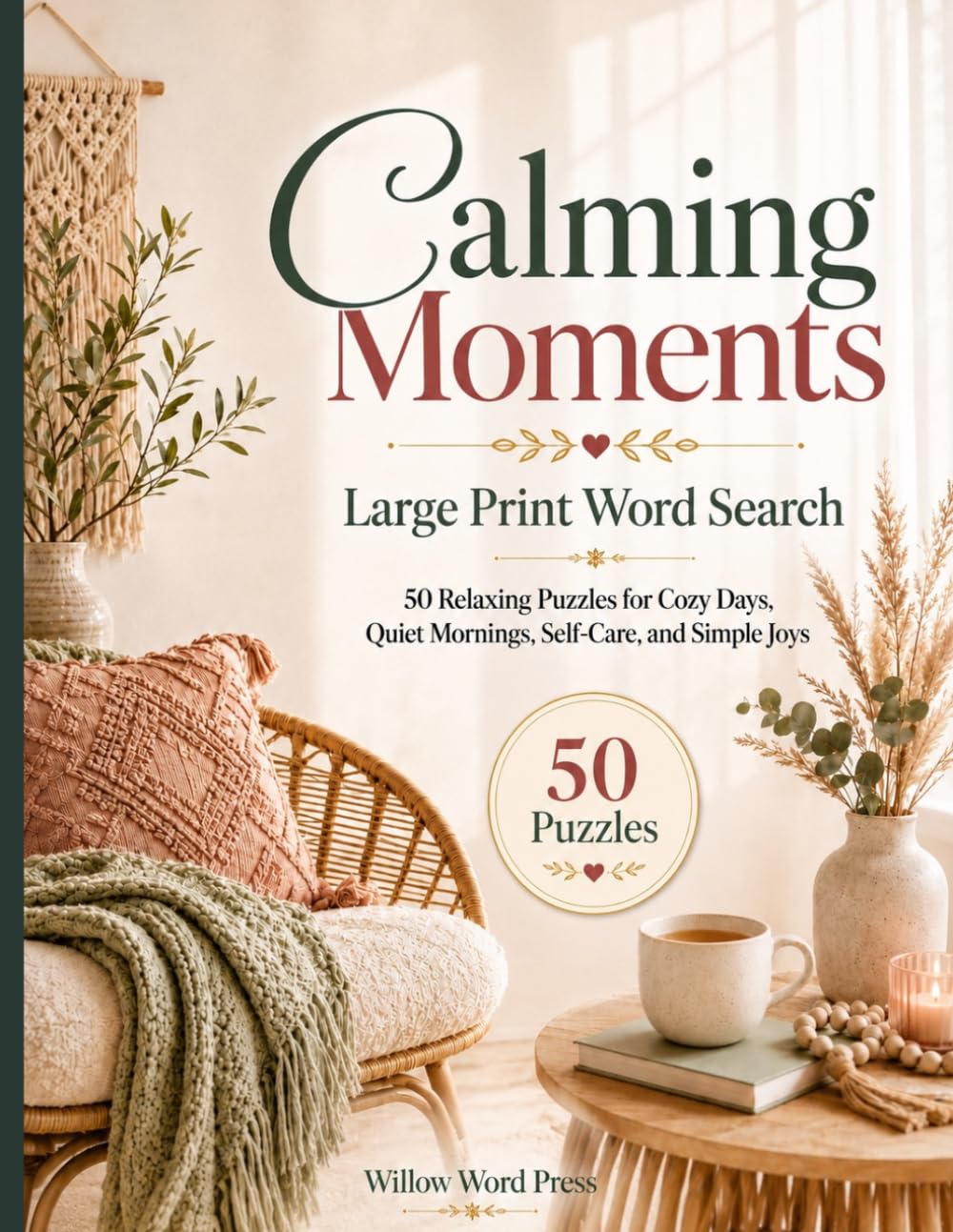 Peaceful Moments: 50 Relaxing Large Word Search Puzzles for Cozy Days, Quiet Mornings, Self-Care, and Simple Joys