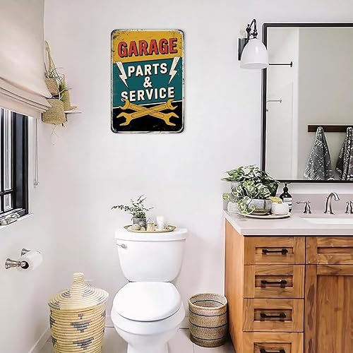 Miniatura 5 de Garage Parts Service - Cartel de hojalata vintage para reparación de automóviles, impresión de metal, adecuado para habitación, baño, cueva, bar,