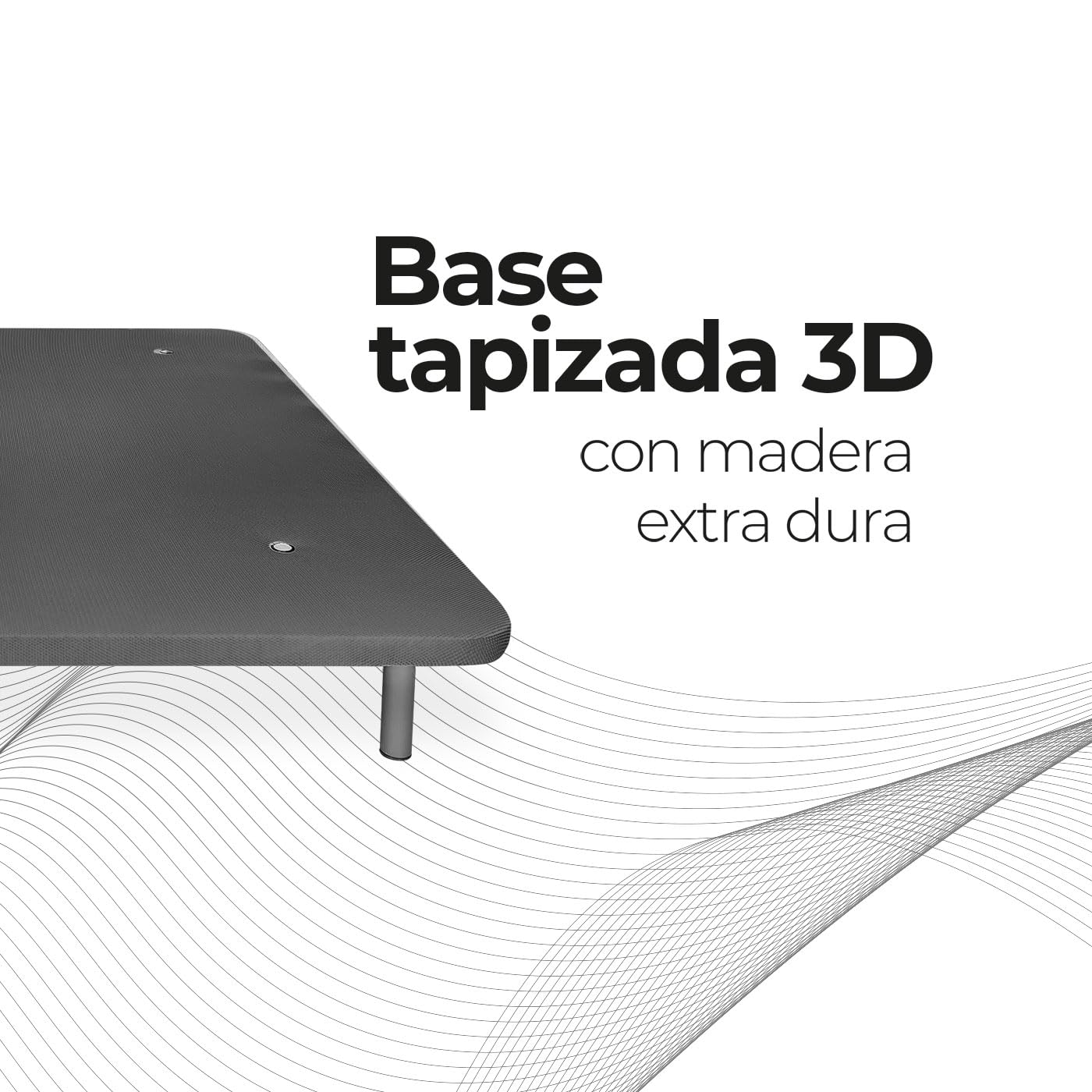 Somnia Descanso - Base Tapizada 3D Extra Resistente con Gran Estabilidad y 5 Barras Transversales + 6 Patas metálicas roscadas de 25cm, 135 x 190, Gris Oscuro