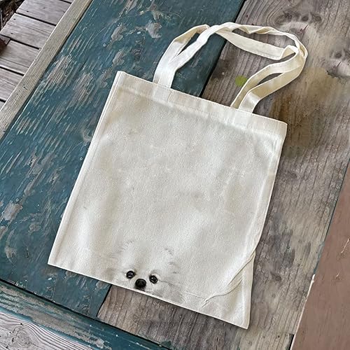 Vista 138 de WIRESTER Bolsa de lona para mujeres y niñas, bolsa de playa, comestibles y viajes, lindo perro