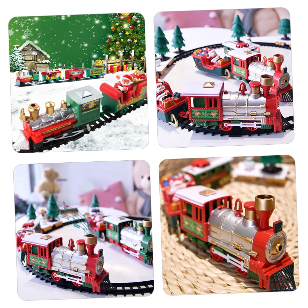 FRCOLOR Trenino Natalizio Elettrico Piccolo Giocattolo di Simulazione con Pista di Trenini per Casa Ornamento Natalizio