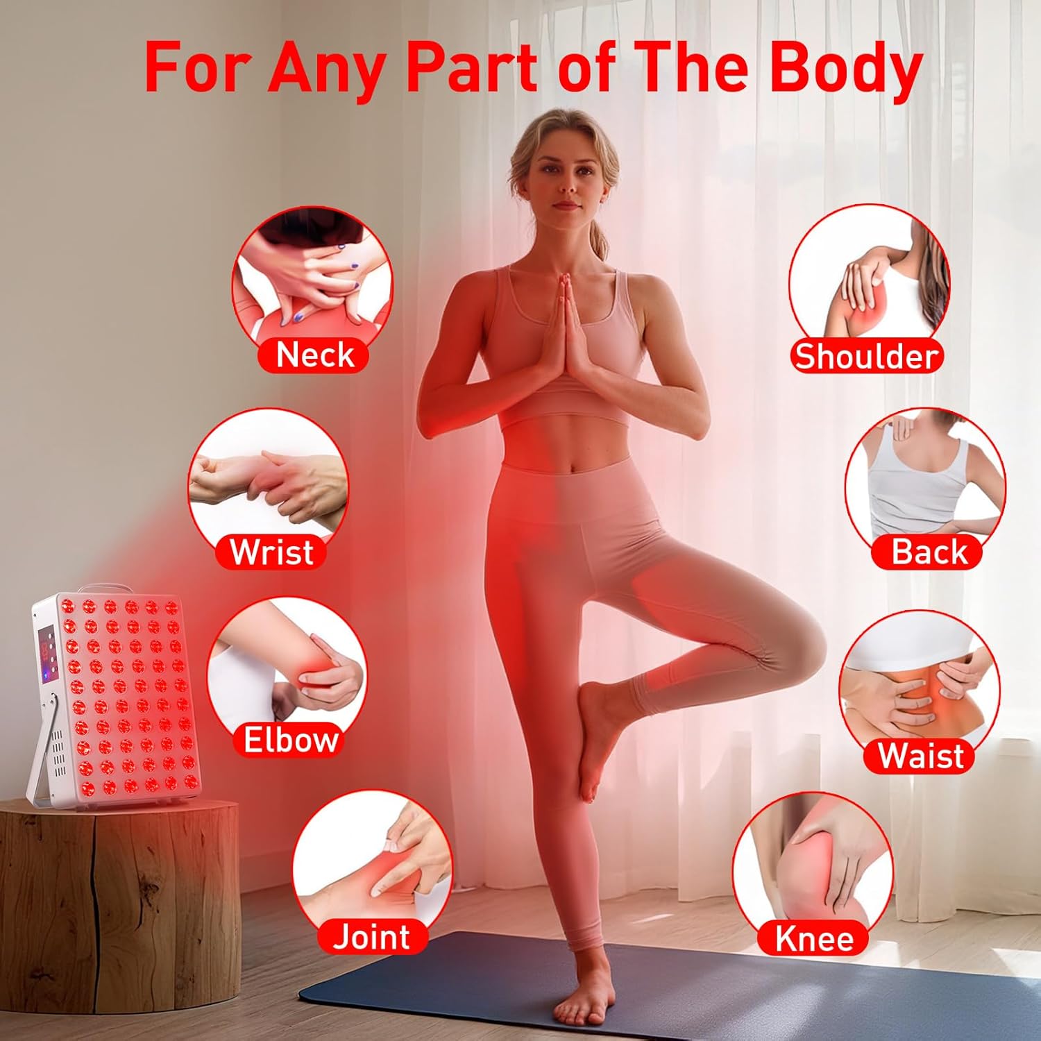 Red Light Therapy for Face Body Infrared Light Therapy for Body 150W with 60 Dual Chip LEDs with 660nm & 850nm Near Infrared LED Red Light Therapy Panel at Home 3 Modes Adjustable Brightness and Timer - Image 4