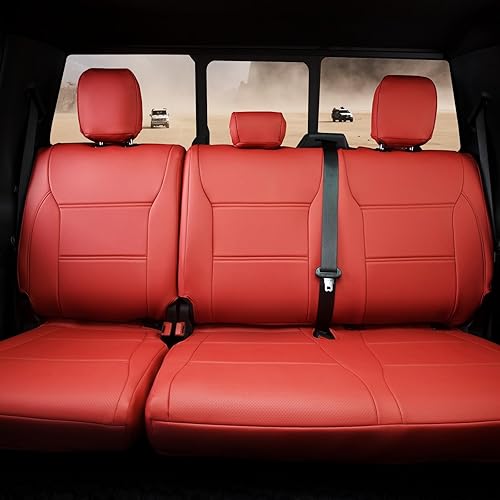 Miniatura 3 de CoverCenter Fundas de asiento para Ford F150 2024 2023 2022 2021 2020 2019 2018 2017 2016 2015, juego completo de fundas de asiento rojas para