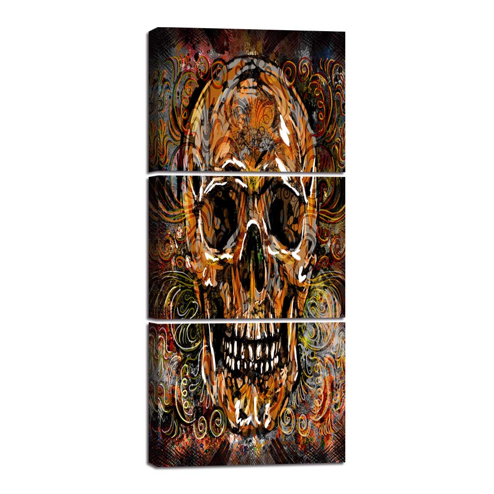Amazon.co.jp: スカルキャンバスの絵画3パネル垂直 20''Wx42''H : Home