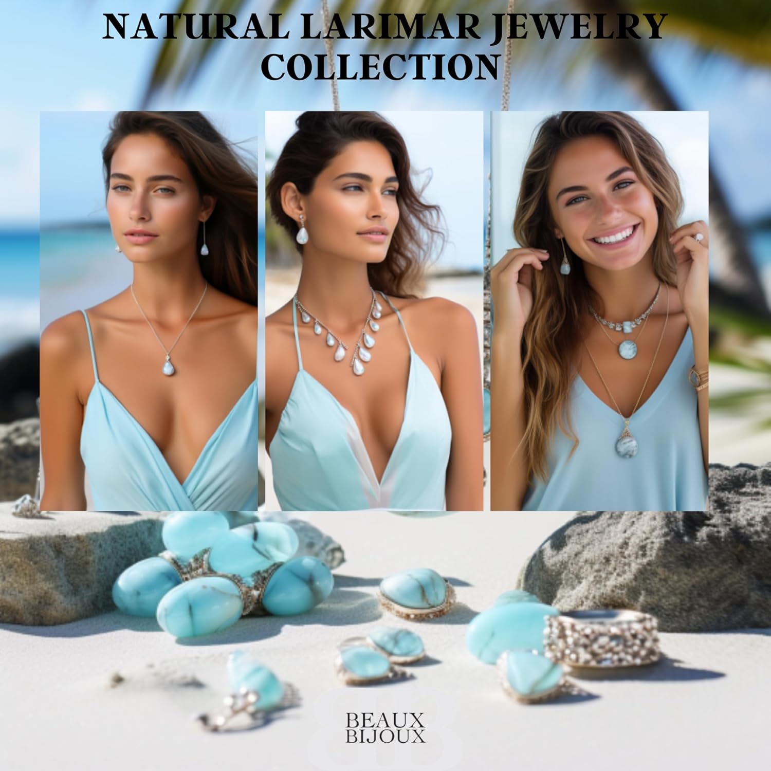 Beaux Bijoux Larimar Necklace for Women – Natural Larimar Pendant Necklace in 925 Sterling Silver – Caribbean Blue Gemstone - Unique Jewelry Gift - Image 5