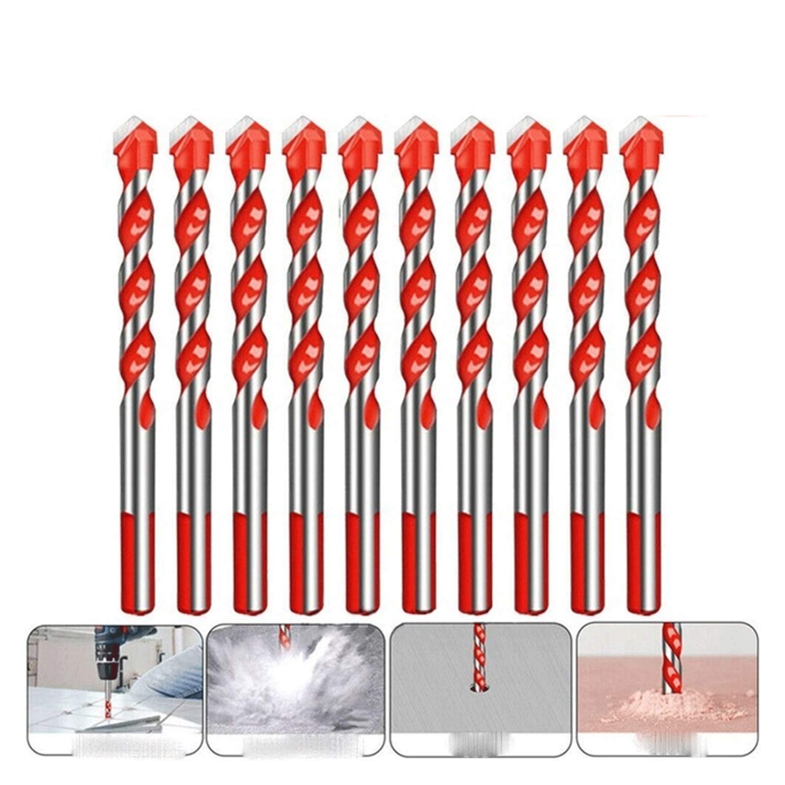 Brocas 10pcs 6mm Juego de brocas multifunción Azulejo de pared de cerámica Mármol Vidrio Agujero de perforación Sierra Brocas de trabajo para herramientas eléctricas Juego de brocas (Color : 10pcs