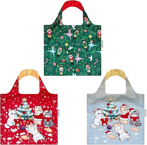 Miniatura 8 de Wrapables Christmas Holiday AllyBag Collection - Bolsa de compras reutilizable (juego de 3)