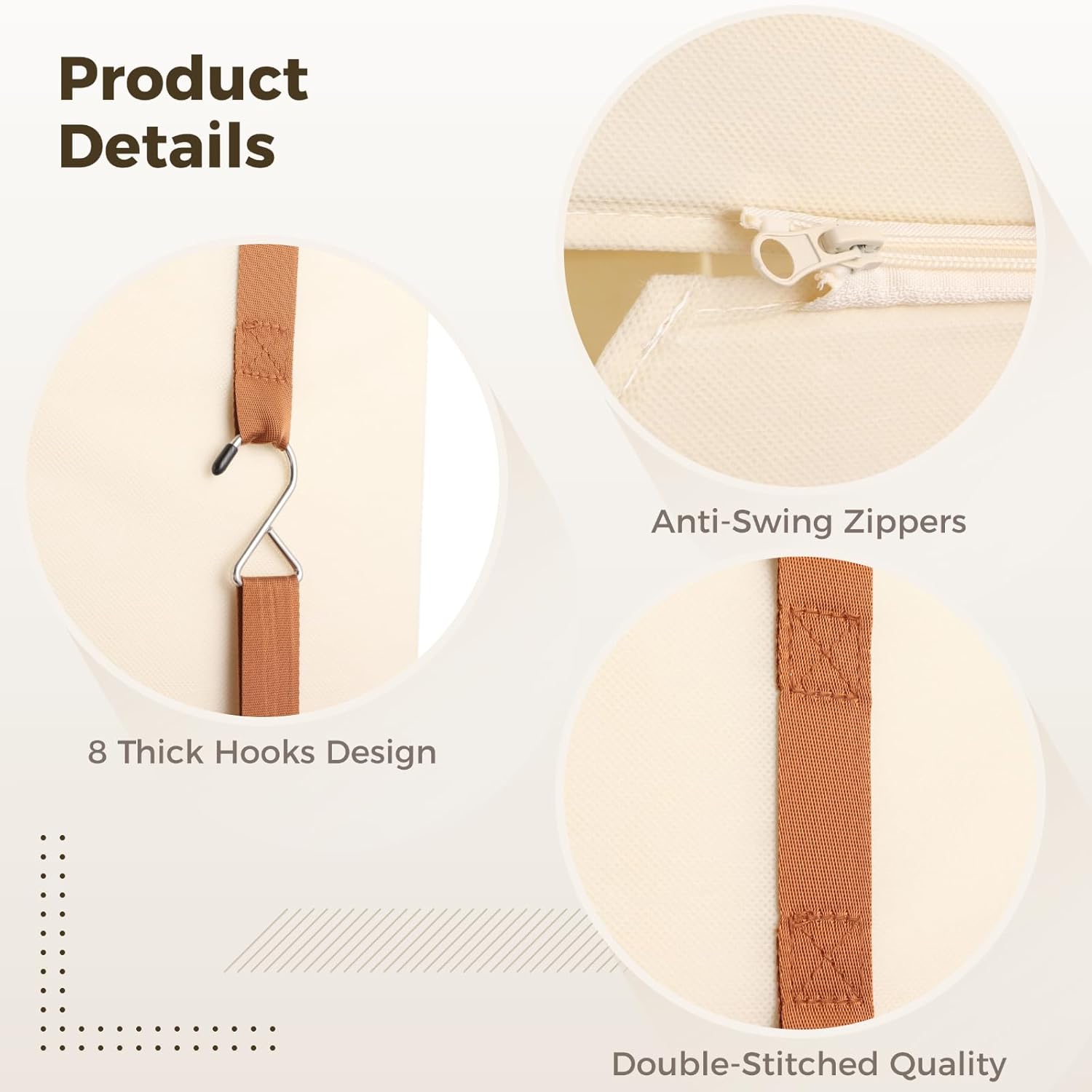 Beige 4-Tier Hanging Closet Organizer, 47.2 X 10.2 X 12.2 in Polyester Fabric Closet Hanging Shelves, for Clothes, Toys, Accessories