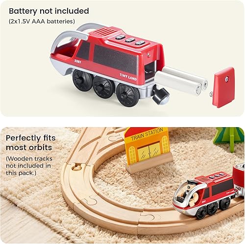 Miniatura 4 de Tiny Land Tren de locomotora de acción a baterías, potente juego de tren bala compatible con las principales pistas de marcas, juguetes de pista a