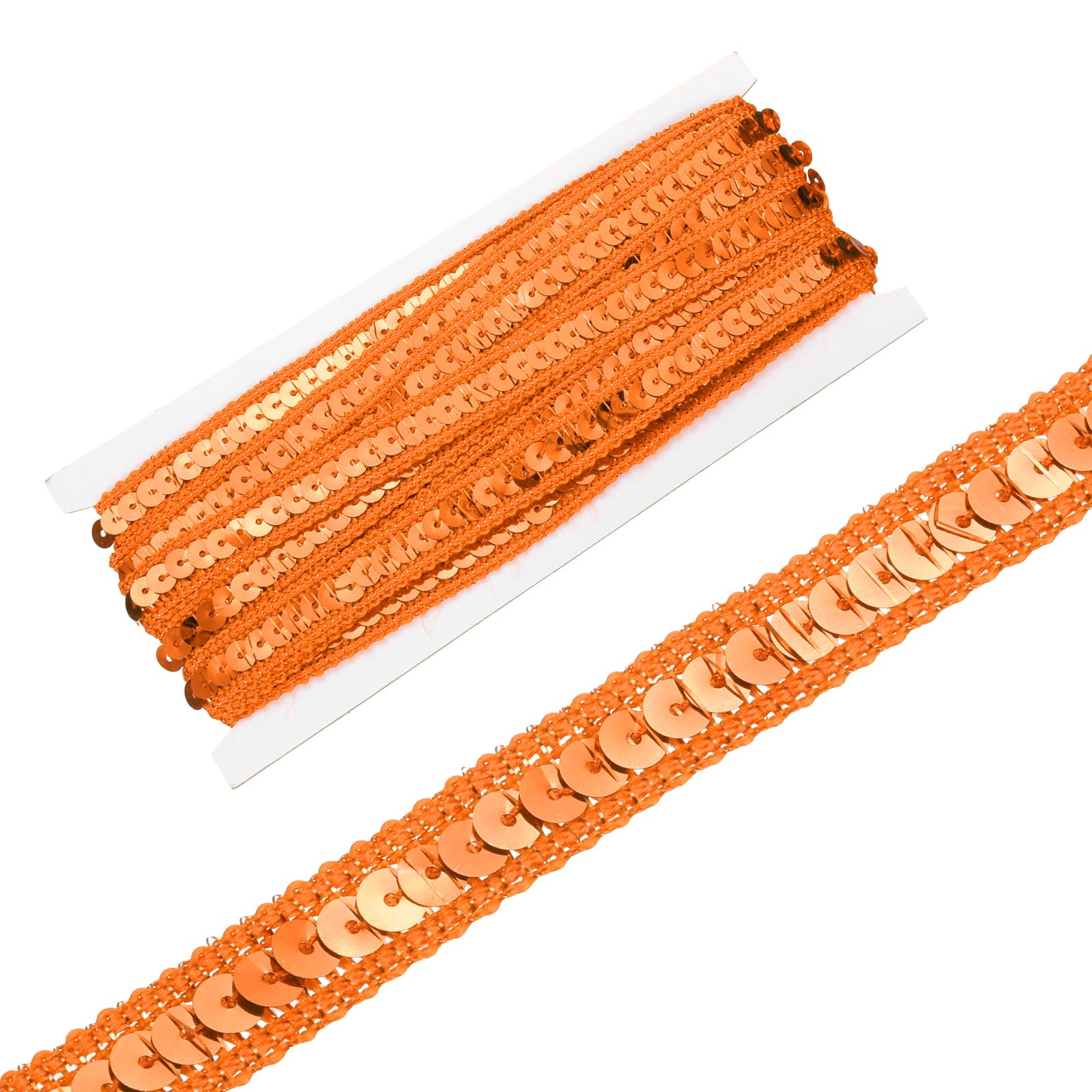 sourcing map 0.5 Inch x 5 Yards Sequin Ribbon Trim Sequin Braid Trim Flat Glitter Ribbon for Crafts Embellishments Costume Hats Dress Shoes Headband Sewing, Orange
