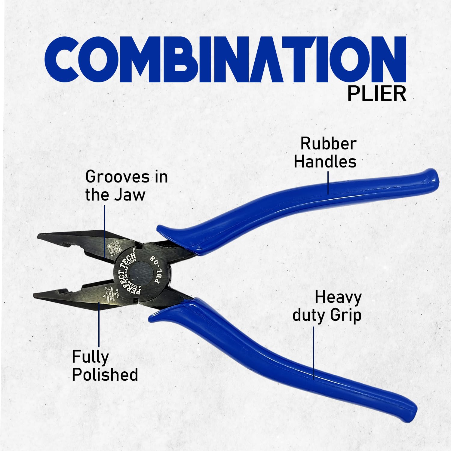PERFECT TECH Combination Cutting Plier | Combination Plier Set 8-inch | Spanner Cutting | Plier Tool Kit | Pliers original | PBL-08-205 MM/ 8| Handle Steel |Black Phosphate Finishing With Blue Sleeves 3