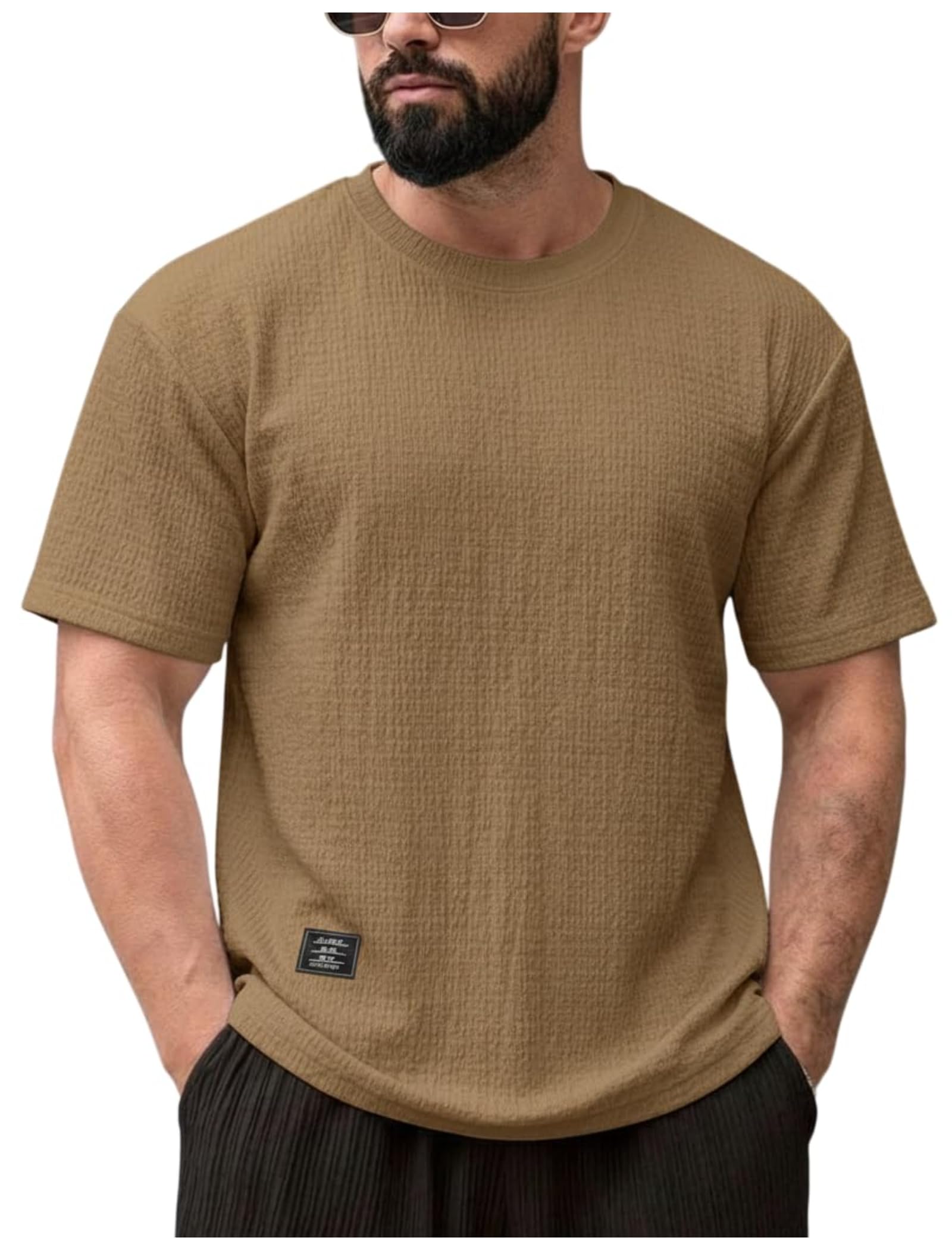 Men's Polycotton Combo T-Shirts with Round Neck Half Sleeves Textured Pattern Regular Fit and Standard Length | Men T Shirt for Casual-image-30
