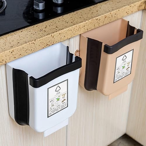 Miniatura 4 de CHICIRIS Basurero plegable para cocina, cubo de basura colgante de cocina, cubo de basura plegable de plástico de 9 litros con soporte de fijación