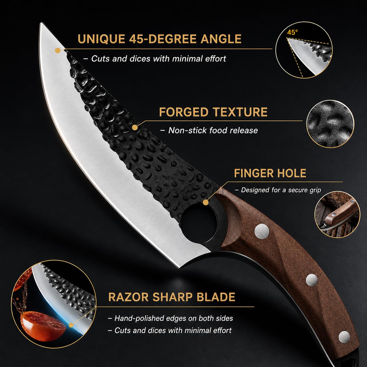 Machado Utility Knife - Stainless Steel & Damascus Blade -4