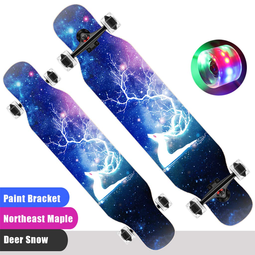SHIJING Skateboard Longboard Double Kick Complete Skateboard Cruiser Concave Deck for Adults, Teens, Children