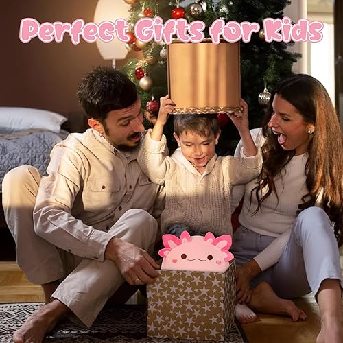 Miniatura 6 de Juguetes de peluche de ajolotl, animales de peluche de ajolote rosa, lindos peluches de ajolote de 8 pulgadas, almohada de felpa redonda kawaii,