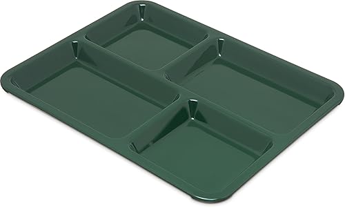 Carlisle FoodService Products Bandeja de café  comida rápida con 4 compartimentos para mano derecha, 8.5 x 11 pulgadas, verde bosque (paquete de 12)