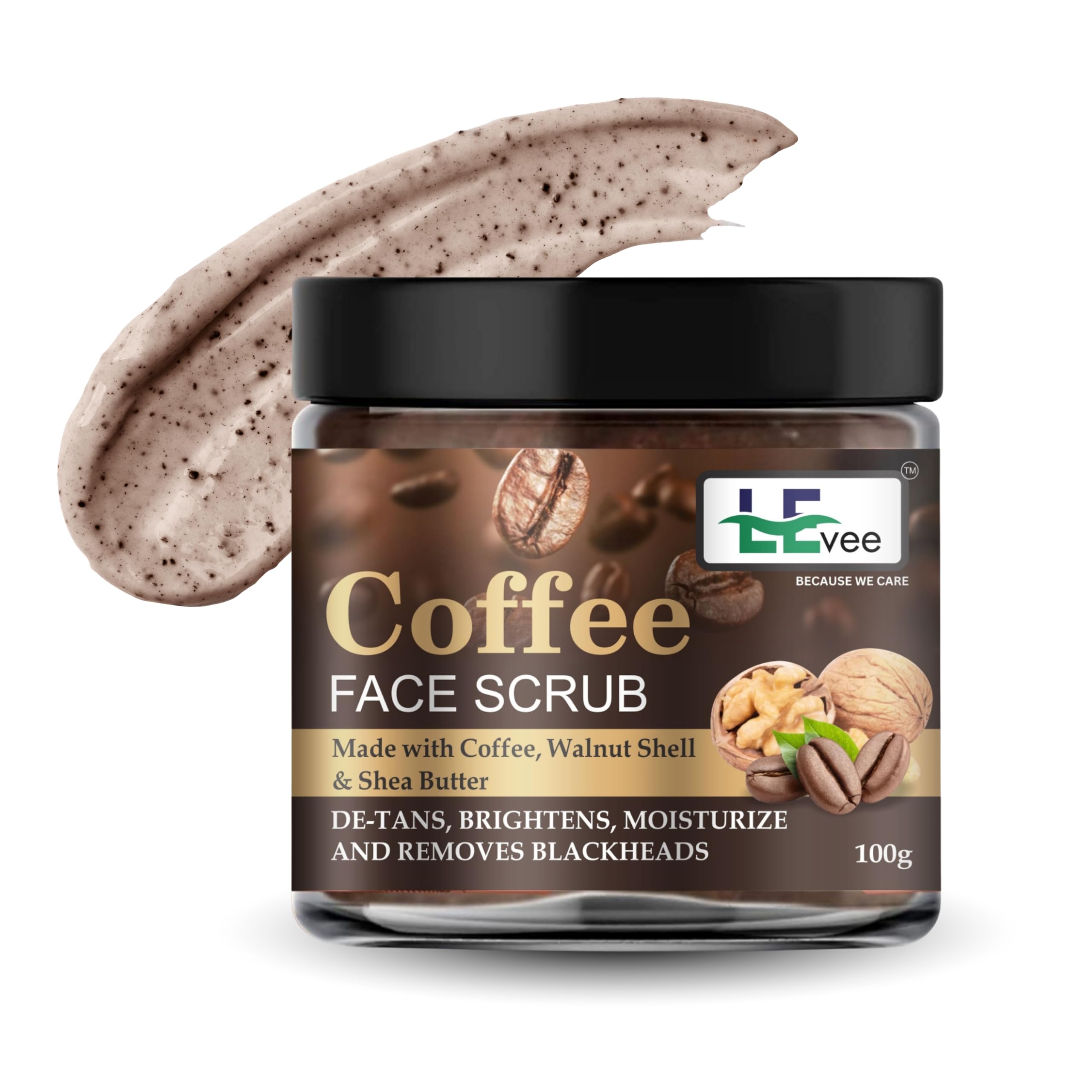Levee Coffee Body Scrub with Shea Butter & Walnut Shell | Exfoliating Scrub for Cellulite, Stretch Marks & Glowing Skin, Deep Pore Cleanser for Face & Body | All Skin Types | 100 ml-image-26